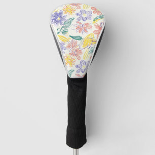 Vintage-Wildblumen-Skizze (9) Golf Headcover