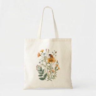 Vintage Wildblumen und Marienkäfer Botanischer Was Tragetasche