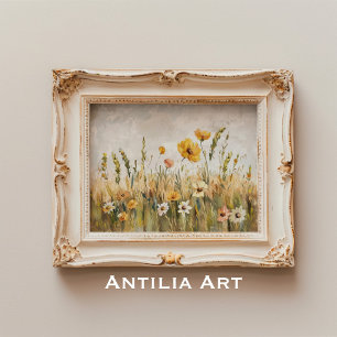 Vintage-Wildblumenfeld Landschaften auf dem Lande Poster