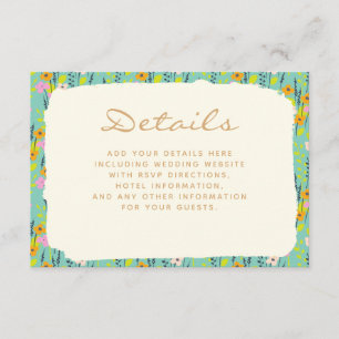 Vintage-Wildblumengarten-Blumen-RSVP-Details Chic Begleitkarte