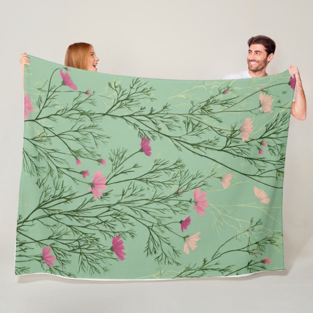 Vintage-Wildblumengarten Salbei-Grün-Fleece-Decke Fleecedecke (Beispiel)