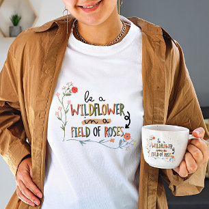 Vintage Wilde Blume Weiße Frauen T-Shirt