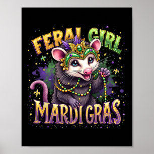 Vintage Wilde Mädchen Mardi Gras Possum Mardi Gras Poster