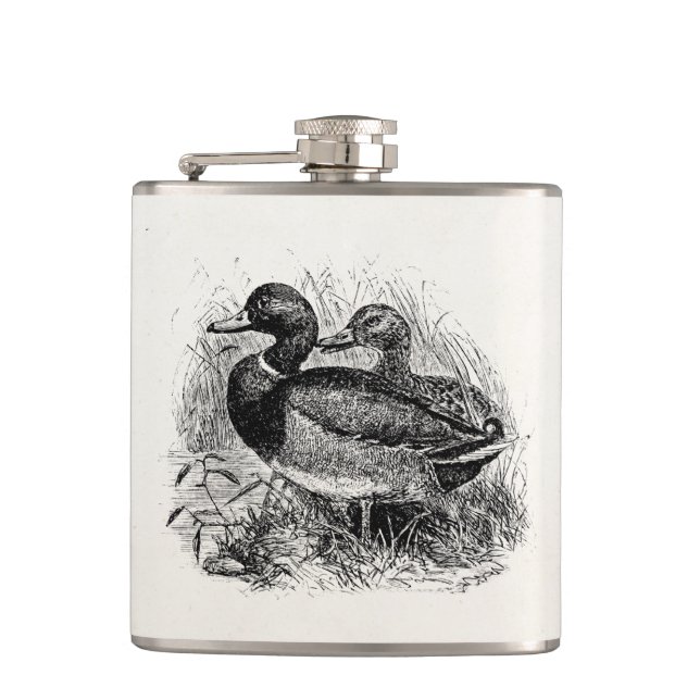 Vintage wilde Stockente duckt personalisierte Flachmann (Vorderseite)