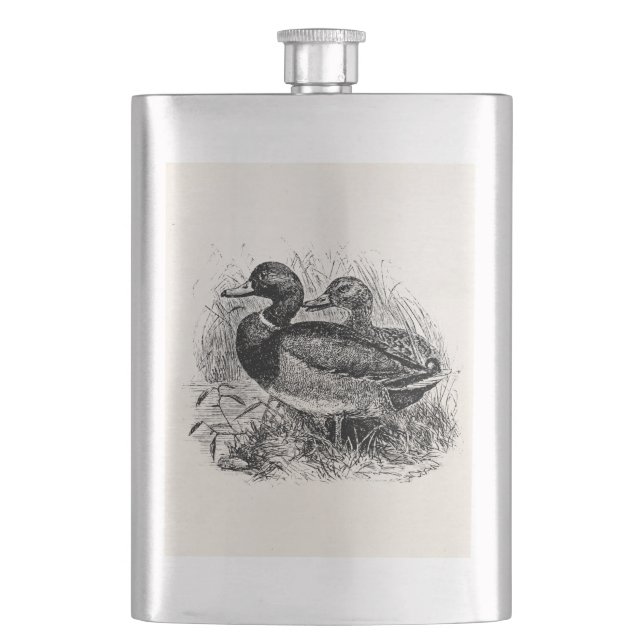 Vintage wilde Stockente duckt personalisierte Flachmann (Vorderseite)