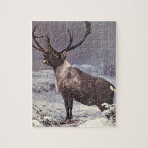 Vintage Wilde Tiere, Rentiere Karibu von CE Swan Puzzle
