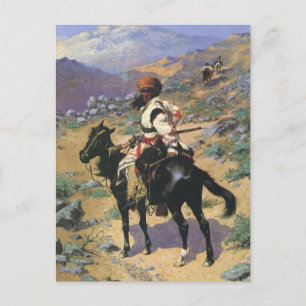 Vintage Wilder Westen, Ein Indianischer Trapper vo Postkarte