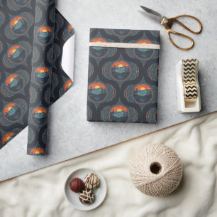 Vintage-Wilderness-Sonnenuntergang-Mandala-Mid-Cen Geschenkpapier