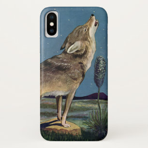 Vintage-Wildes Tier, Wolf heult den Mond an Case-Mate iPhone Hülle