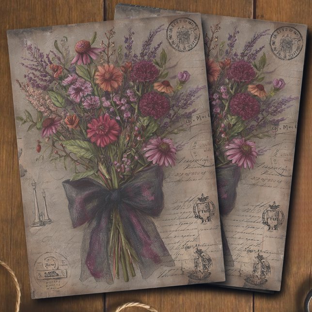 Vintage Wildflower Bouquet Ephemera Decoupage Seidenpapier (Von Creator hochgeladen)