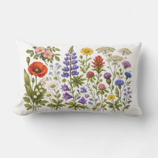 Vintage Wildflowers and Garden Flowers Lendenkissen