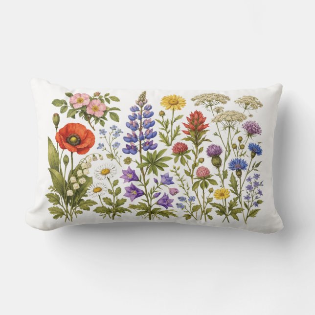 Vintage Wildflowers and Garden Flowers  Lendenkissen (Vorderseite)