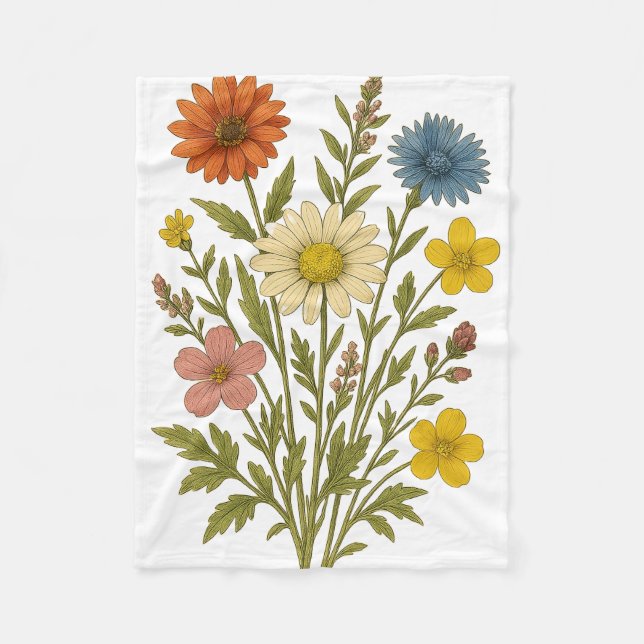 Vintage wildflowers fleecedecke (Vorderseite)