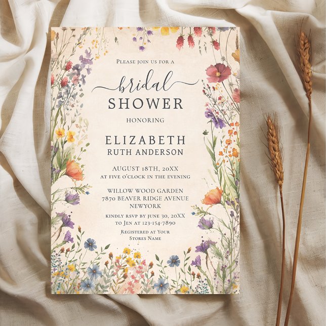 Vintage Wildflowers Garden Bridal Shower Einladung (Von Creator hochgeladen)
