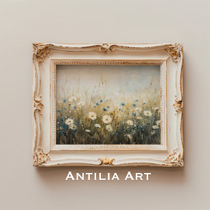 Vintage-Wildflowers-Gemälde in sanften Tönen Blume Poster