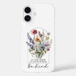 Vintage Wildflowers with Quote - Be Kind iPhone 16 Hülle