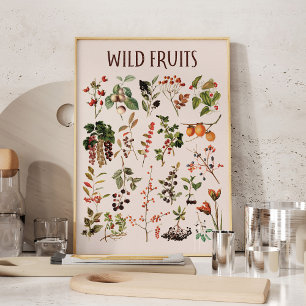 Vintage-Wildfrucht-Diagramm-Wandkunst Poster