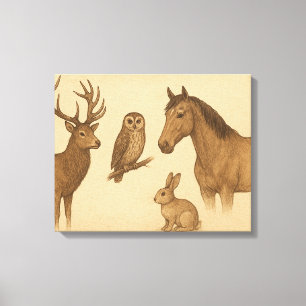 Vintage-Wildlife- und Tierkunst Leinwanddruck