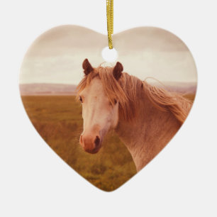 Vintage Wildpferd Keramik Ornament