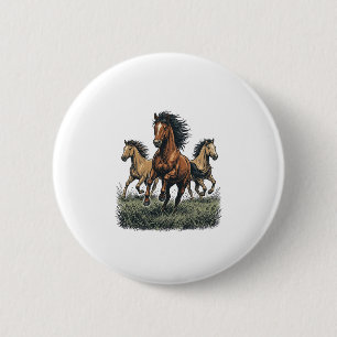 Vintage Wildpferde Laufende Western-Vektor-Shirt_1 Button