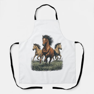 Vintage Wildpferde Laufende Western-Vektor-Shirt_1 Schürze