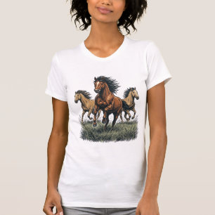 Vintage Wildpferde laufende Western-Vektor-Shirt_1 T-Shirt