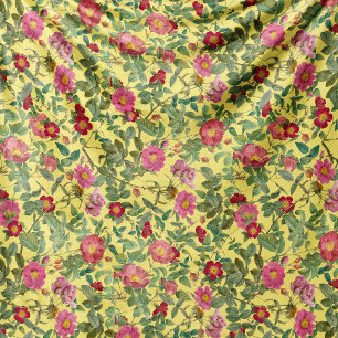 Vintage Wildrose-Flanelldecke in Buttercreme-Gelb Fleecedecke