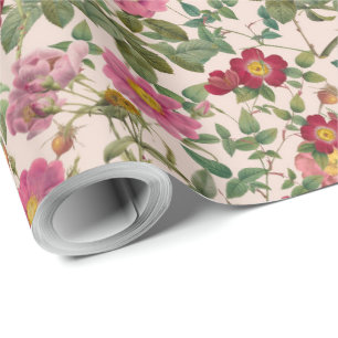 Vintage-Wildrose-Geschenkpapier in sanftem Rosé Geschenkpapier