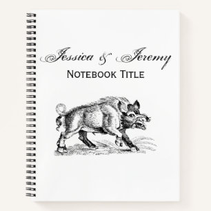 Vintage-Wildschwein-Zeichnung SW #2 Notizbuch
