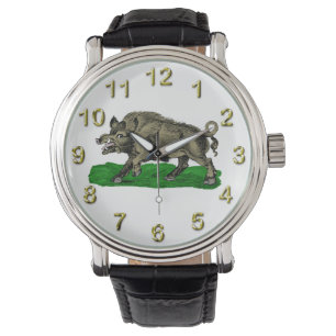Vintage-Wildschwein-Zeichnung SW #3C Armbanduhr
