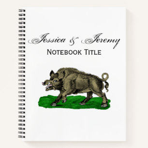 Vintage-Wildschwein-Zeichnung SW #3C Notizbuch