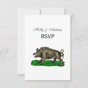 Vintage-Wildschwein-Zeichnung SW #3C RSVP Karte