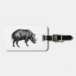 Vintage-Wildschwein-Zeichnung SW Gepäckanhänger