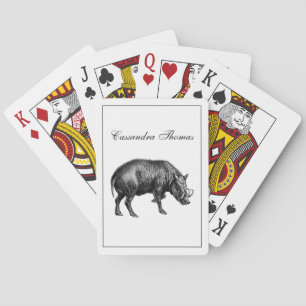 Vintage-Wildschwein-Zeichnung SW Spielkarten