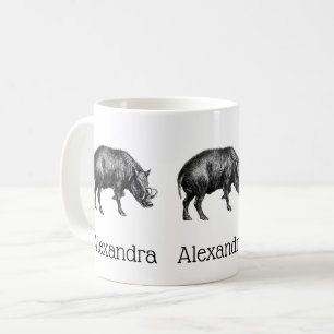 Vintage-Wildschwein-Zeichnung SW Tasse