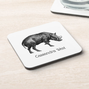 Vintage-Wildschwein-Zeichnung SW Untersetzer