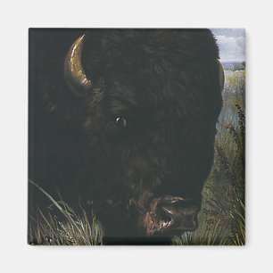 Vintage-Wildtier, Büffel oder Amerikanischer Bison Magnet
