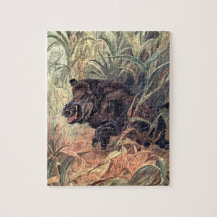 Vintage-Wildtier-Indien-Wildschwein von Winifred A Puzzle