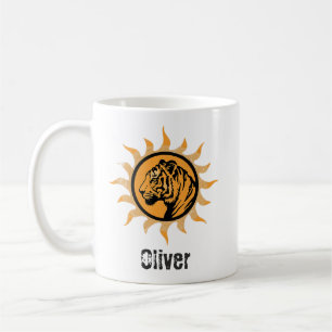 Vintage-Wildtier-Tiger-Sonne Kaffeetasse