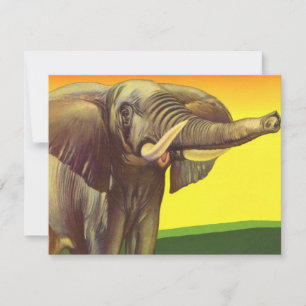 Vintage Wildtiere, afrikanischer Elefant mit Sonne