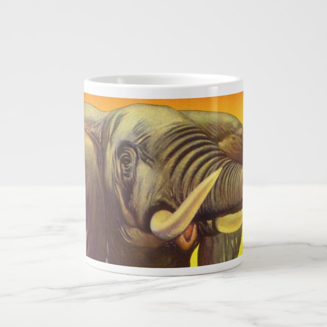Vintage Wildtiere, afrikanischer Elefant mit Sonne Jumbo-Tasse (Vorderseite)