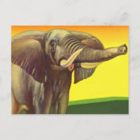 Vintage Wildtiere, afrikanischer Elefant mit Sonne