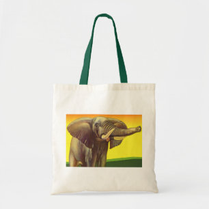 Vintage Wildtiere, afrikanischer Elefant mit Sonne Tragetasche