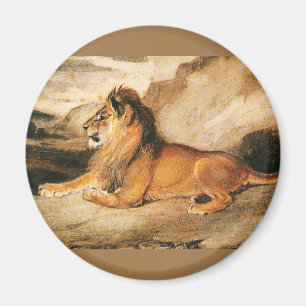 Vintage-Wildtiere, Afrikanischer Löwe in der Savan Magnet