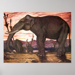 Vintage Wildtiere, Elefant von Louis Sargent Poster