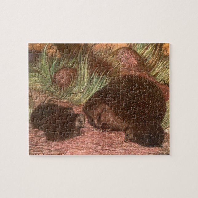 Vintage Wildtiere, Igel von Louis Sargent Puzzle (Horizontal)