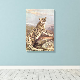 Vintage-Wildtiere, Schneeleopard von CE Swan Leinwanddruck