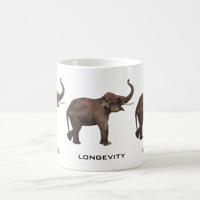 Vintage Wildtiere, Viel Glück-asiatische Elefanten Tasse (Mittel)