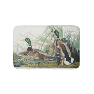 Vintage-Wildtierkunst von Audubon: Stockente Badematte