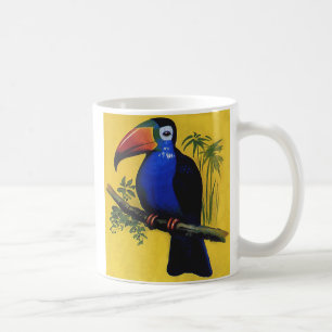 Vintage-Wildtiervögel, tropischer Tukan im Baum Tasse